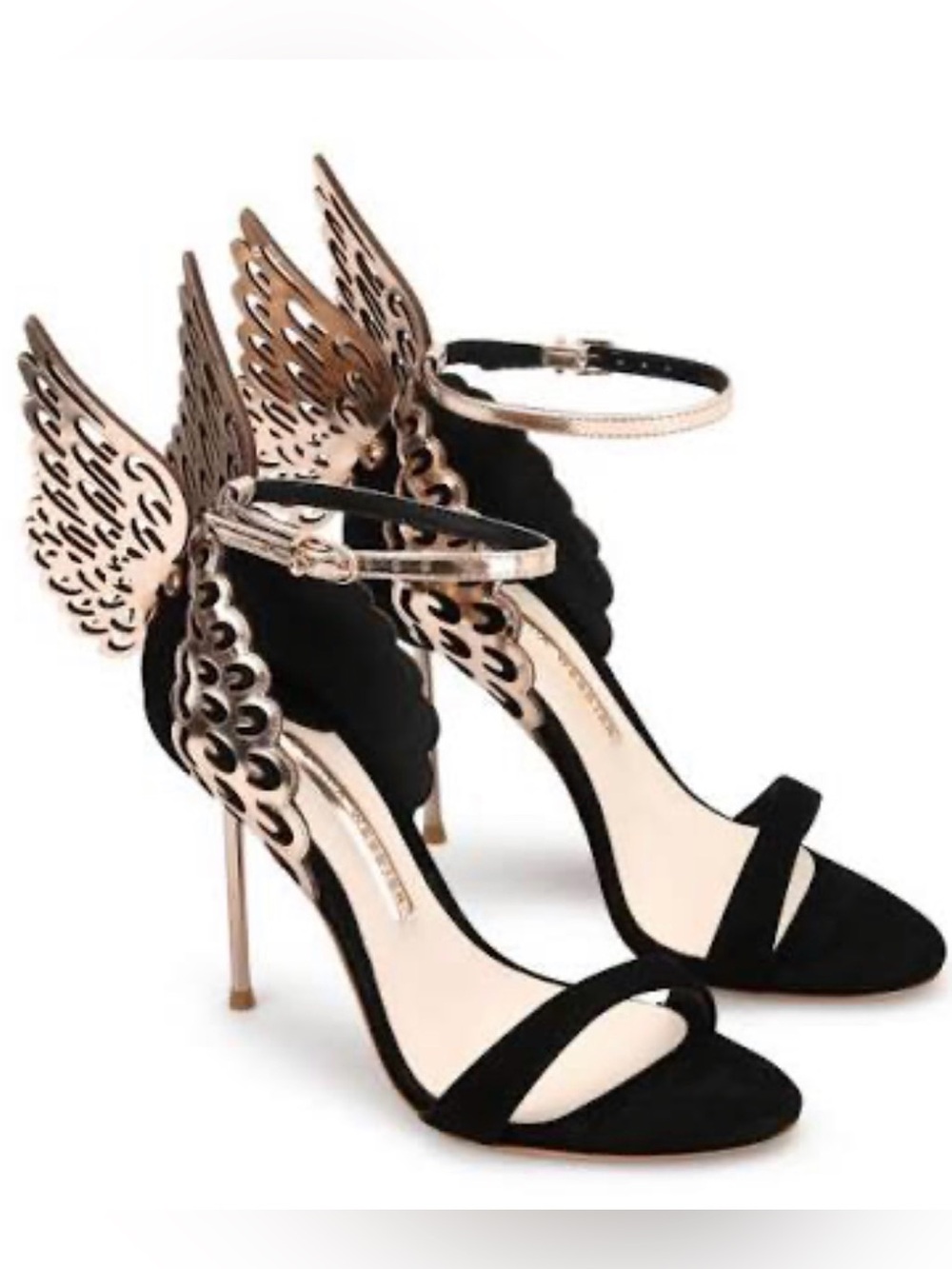 Sophia Webster Black and Rose Evangeline Wingback Stiletto Sandals